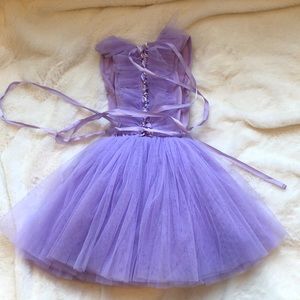 Ballerina dress with tulle skirt and ribbon detail